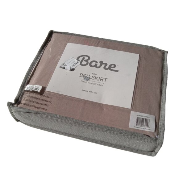 New Bare King Taupe Bed Skirt Premium Microfiber - Picture 5 of 8